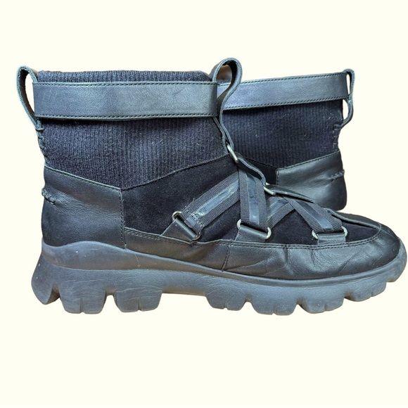 UGG Lakes & Lights Black Leather Fur Sneaker Shoes EUC - Picture 12 of 14